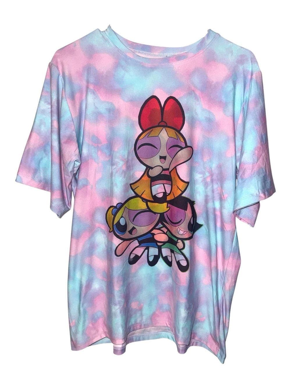 Tie-Dye Powerpuff Girls Graphic Tee - Pink & Blue